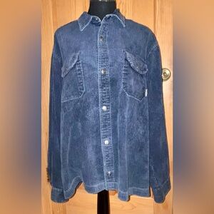 Billabong Navy Wide Wale Corduroy Shacket Snap Front Boxy Mens Large VTG 80/90s